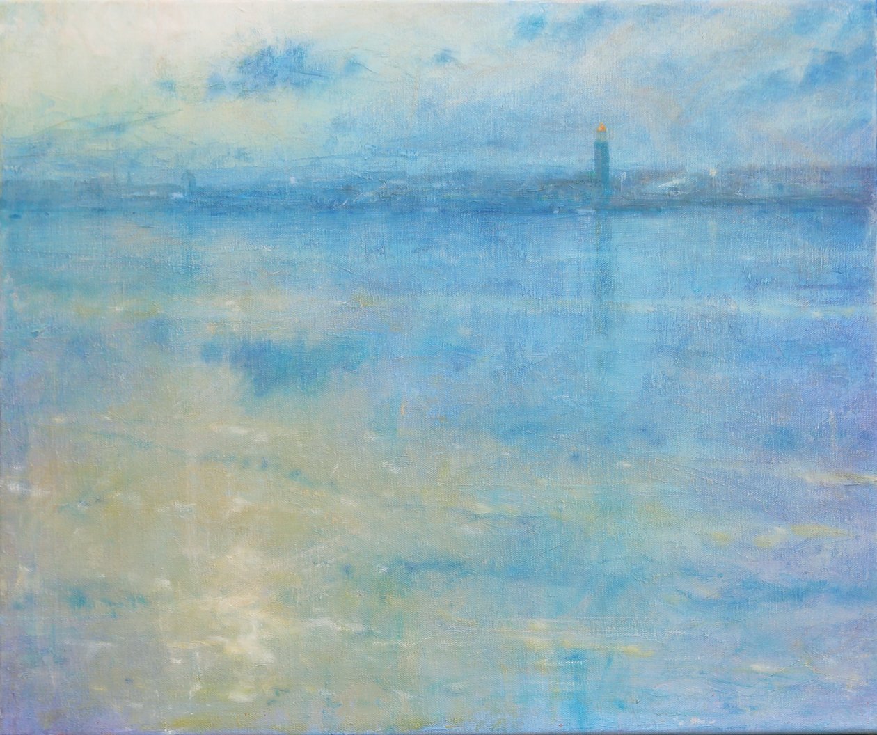 Sztokholmska panorama, Riddarfjärden, 2016 (olej na płótnie) autorstwa Derek Hare