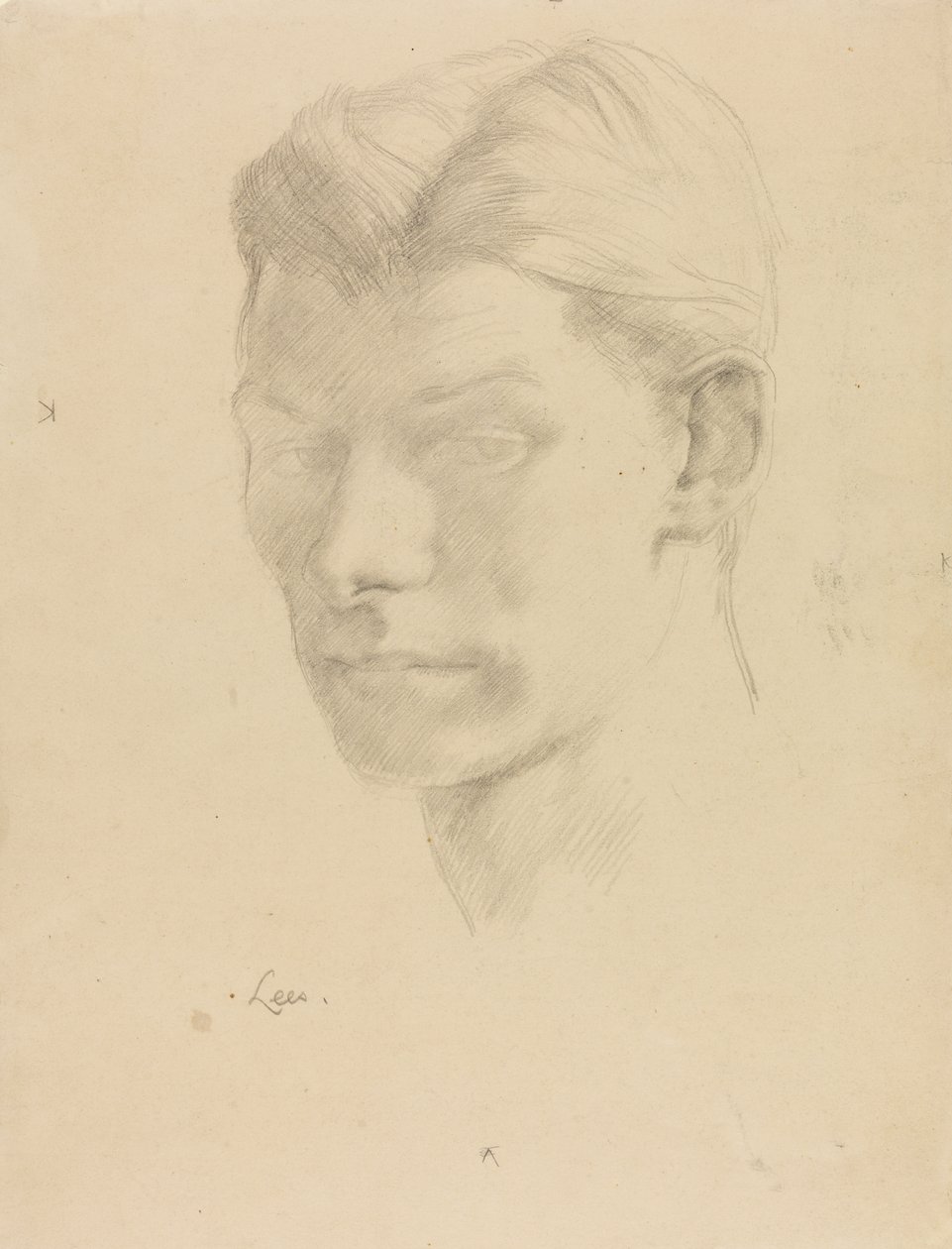 Portret mężczyzny, ok. 1906-08 (ołówek na papierze) autorstwa Derwent Lees