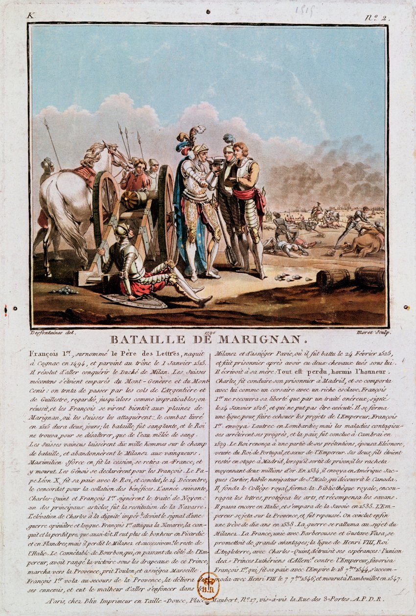 Epizod z bitwy pod Marignan, 14 września 1515, 1790 autorstwa Desfontaines
