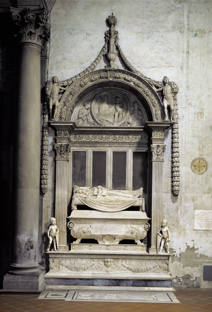 Nagrobek Carlo Marsuppini (zm.1453) 1453-55 (marmur) autorstwa Desiderio da Settignano