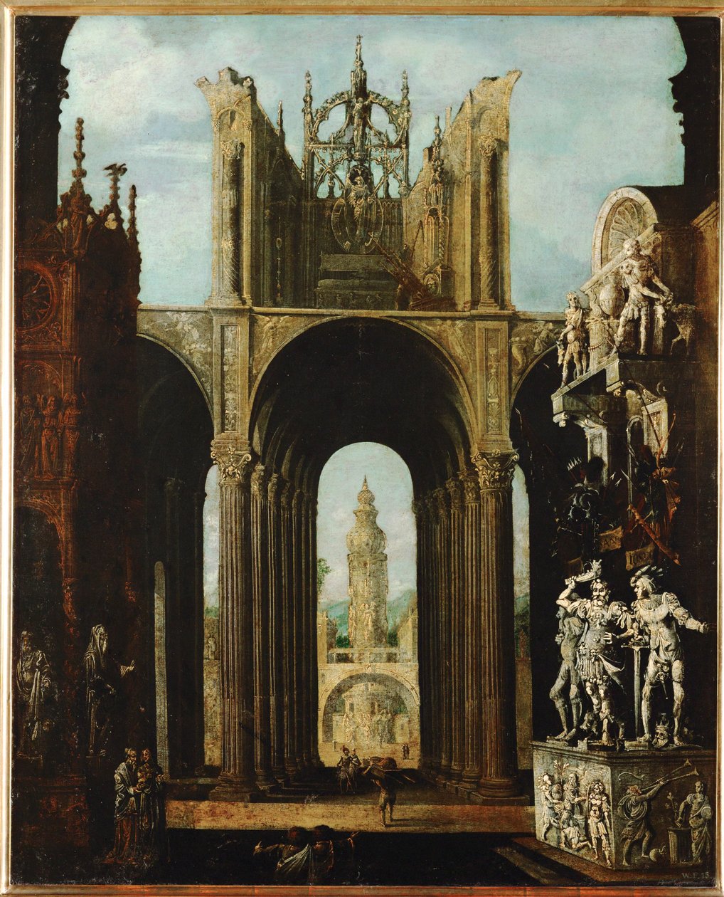 Architektura wyobrażona (olej na płótnie) autorstwa Desiderio Monsu