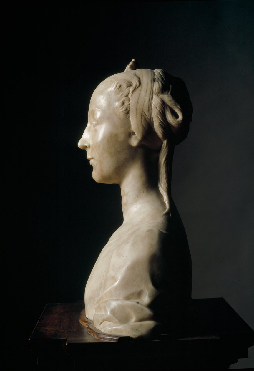 Popiersie młodej damy Marmurowa rzeźba Desiderio da Settignano (ok.1430-1464) wym.146 cm Florencja, Muzeum Narodowe Bargello autorstwa Desiderio da Settignano