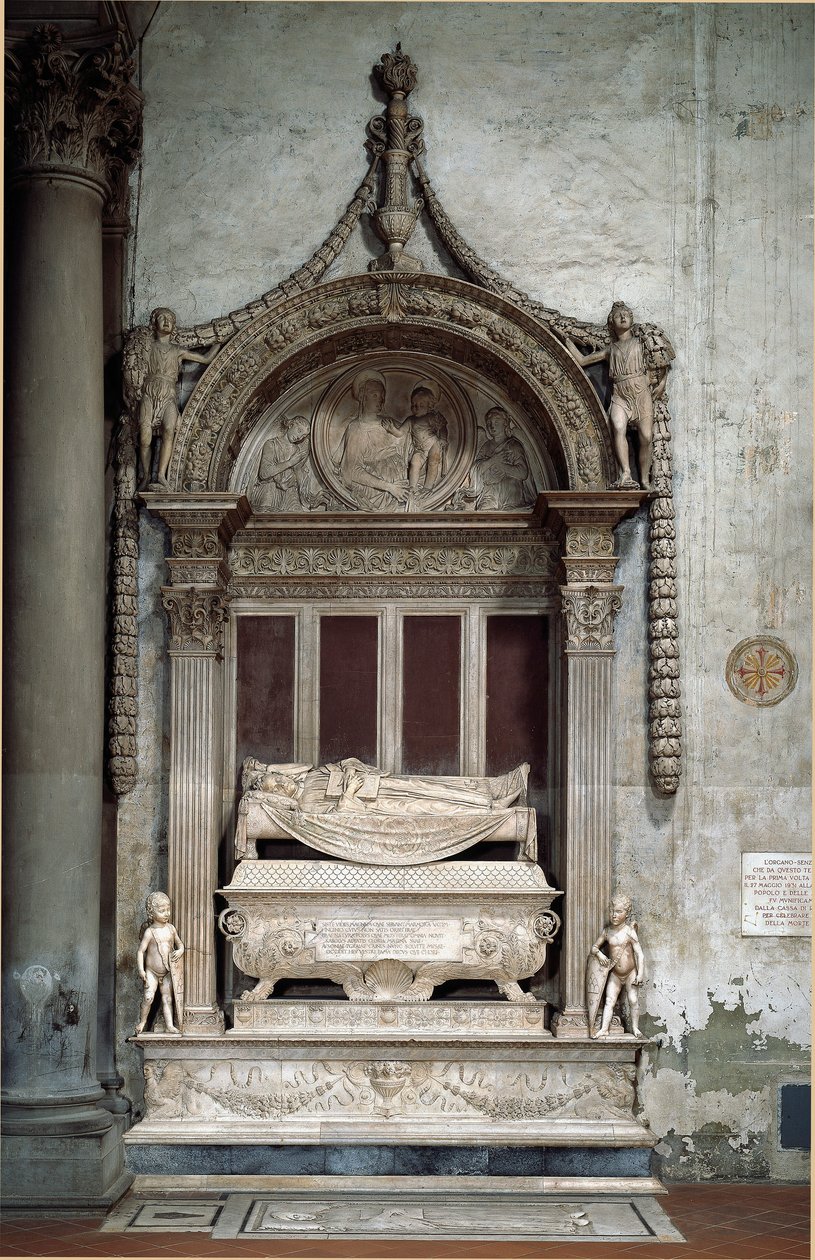 Grób Carlo Marsuppini (1399-1453), kanclerza Republiki Florenckiej, wykonany przez Desiderio da Settignano (ok. 1430-1464), ok. 1453. Florencja, Chiesa di Santa Croce autorstwa Desiderio da Settignano
