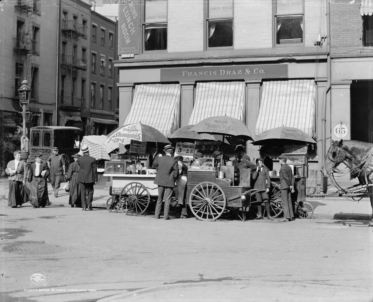 Wózki śniadaniowe Broad St., Nowy Jork, NY, ok. 1906 autorstwa Detroit Publishing Co.
