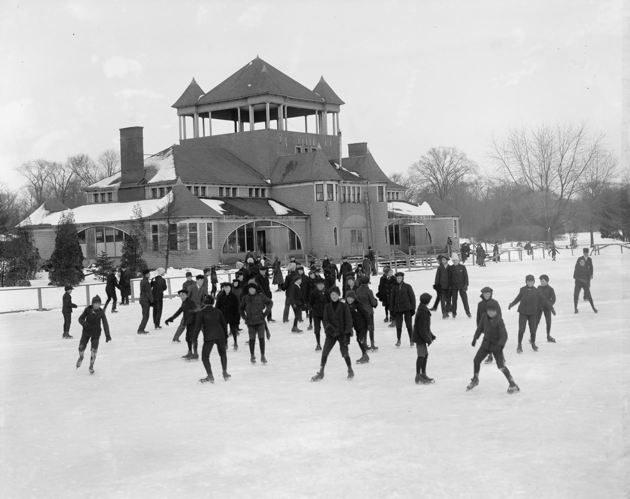 Detroit, Michigan, jazda na łyżwach na Belle Isle, ok. 1890-1910 autorstwa Detroit Publishing Co.