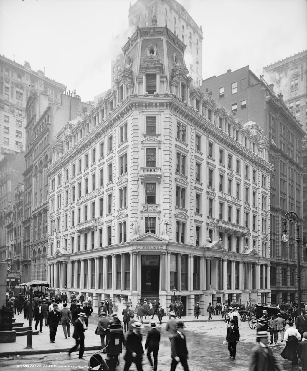 Biuro J.P. Morgan und Co., Nowy Jork, c.1900-06 autorstwa Detroit Publishing Co.
