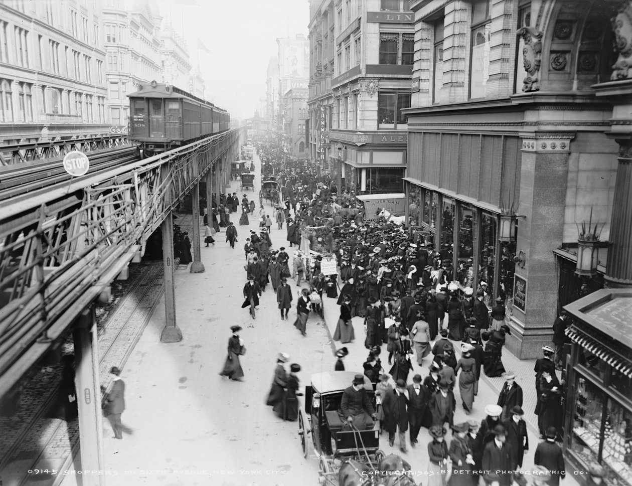 Kupujący na Szóstej Alei, Nowy Jork, ok. 1903 autorstwa Detroit Publishing Co.