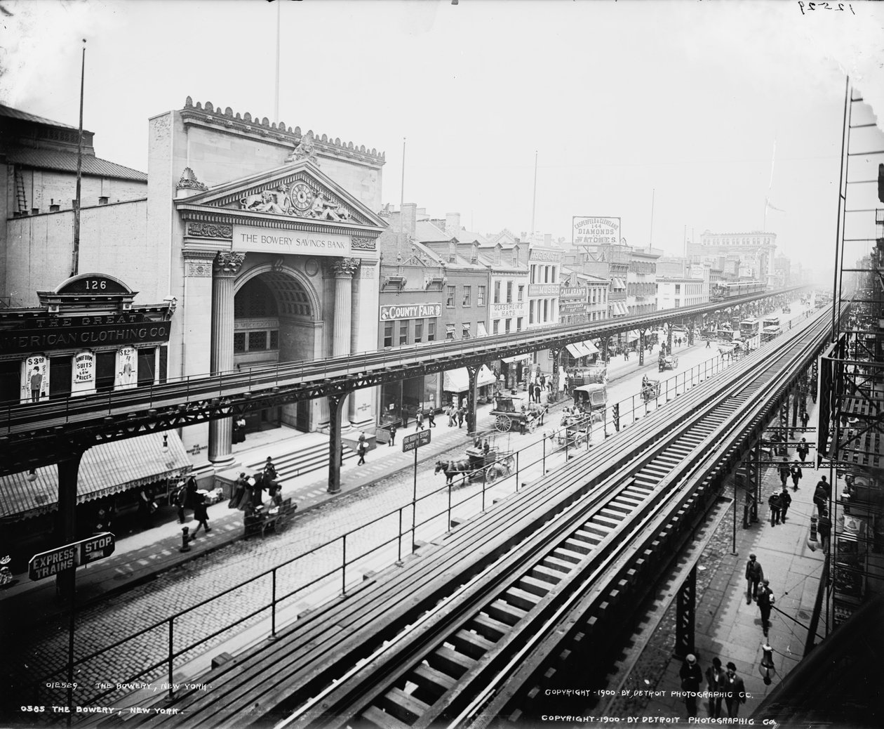 The Bowery, Nowy Jork, ok. 1900 autorstwa Detroit Publishing Co.