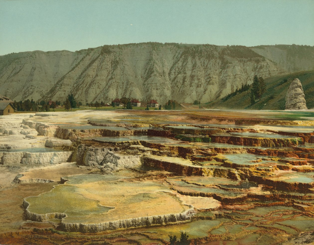 Hymen Terrace, Park Narodowy Yellowstone, ok.1902 (fotochrom) autorstwa Detroit Photographic Co.