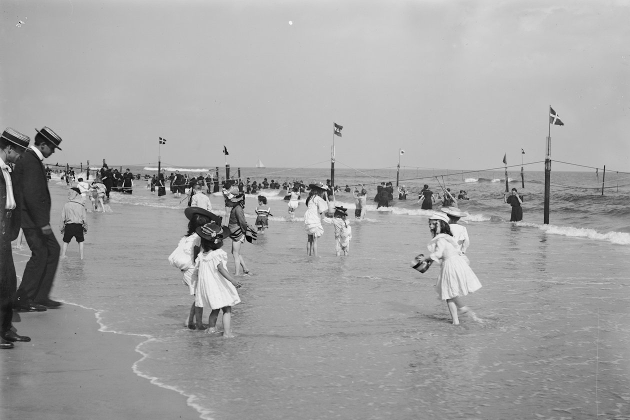 Scena na plaży, Rockaway, Nowy Jork, USA, ok. 1905 autorstwa Detroit Publishing Co.