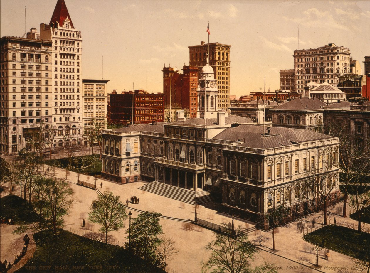 Ratusz, Nowy Jork, USA, ok. 1900 autorstwa Detroit Publishing Co.