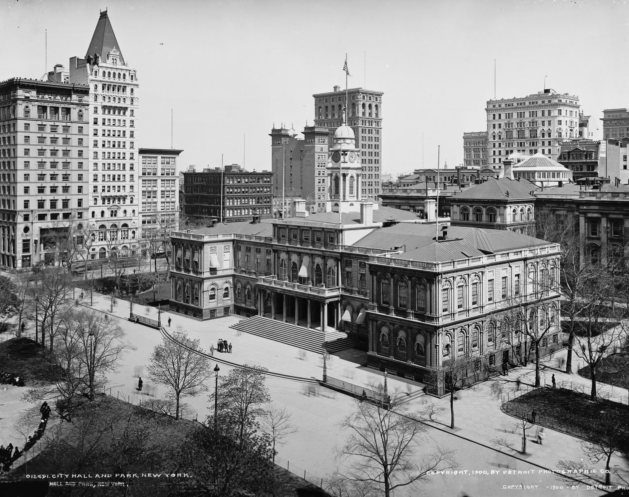 Ratusz i Park, Nowy Jork, ok. 1900 autorstwa Detroit Publishing Co.