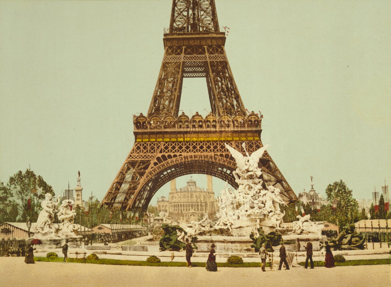 Wieża Eiffla i fontanna, Ekspozycja Universelle, Paryż, Francja, ok. 1900 autorstwa Detroit Publishing Co.
