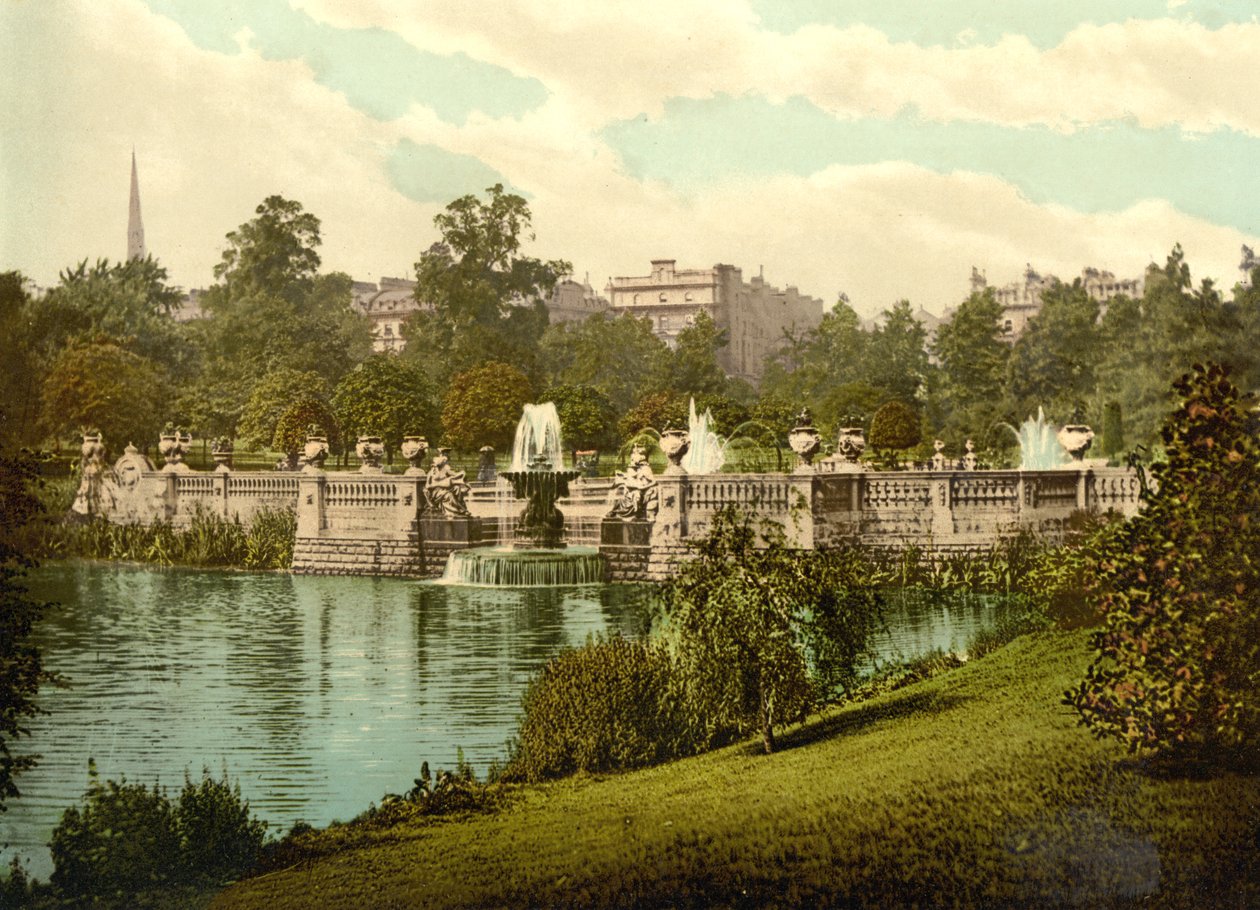 Fontanny w Kensington Gardens, Londyn, ok. 1890-1900 autorstwa Detroit Publishing Co.