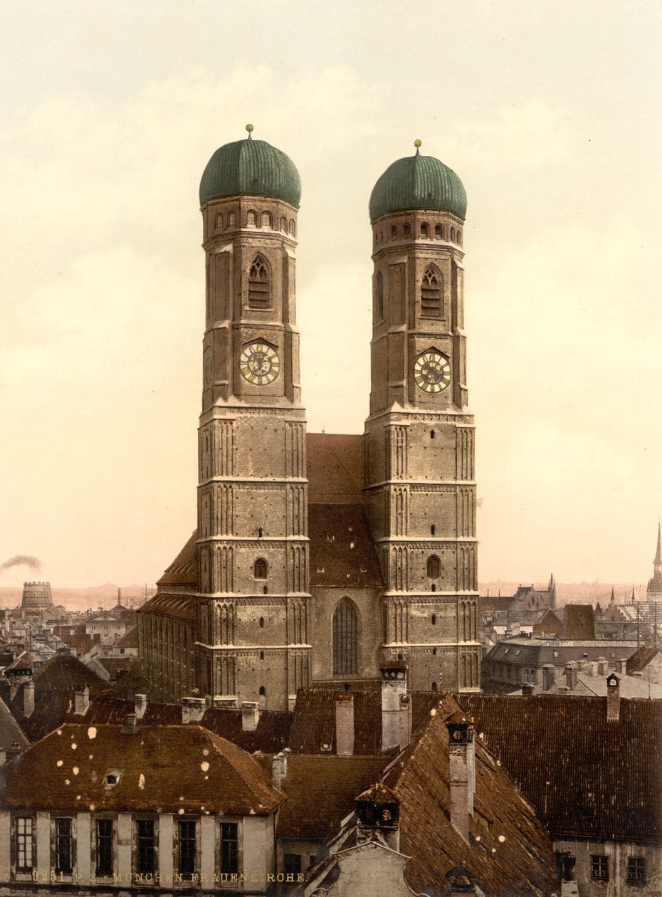 Frauenkirche, Monachium, Bawaria, Niemcy, Photochrome Print, c.1900 autorstwa Detroit Publishing Co.