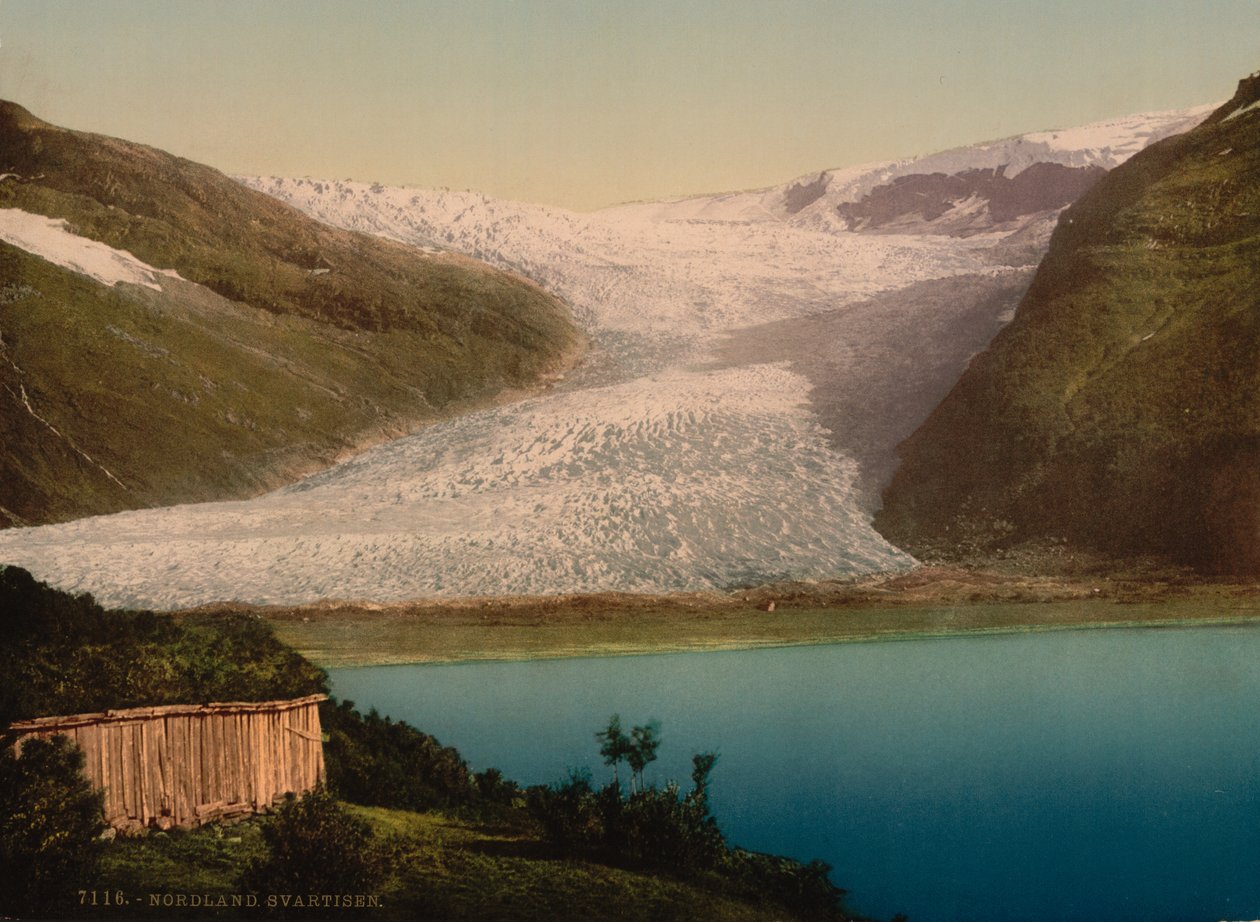 Lodowiec, Svartisen, Norwegia, Photochrome Print, c.1900 autorstwa Detroit Publishing Co.