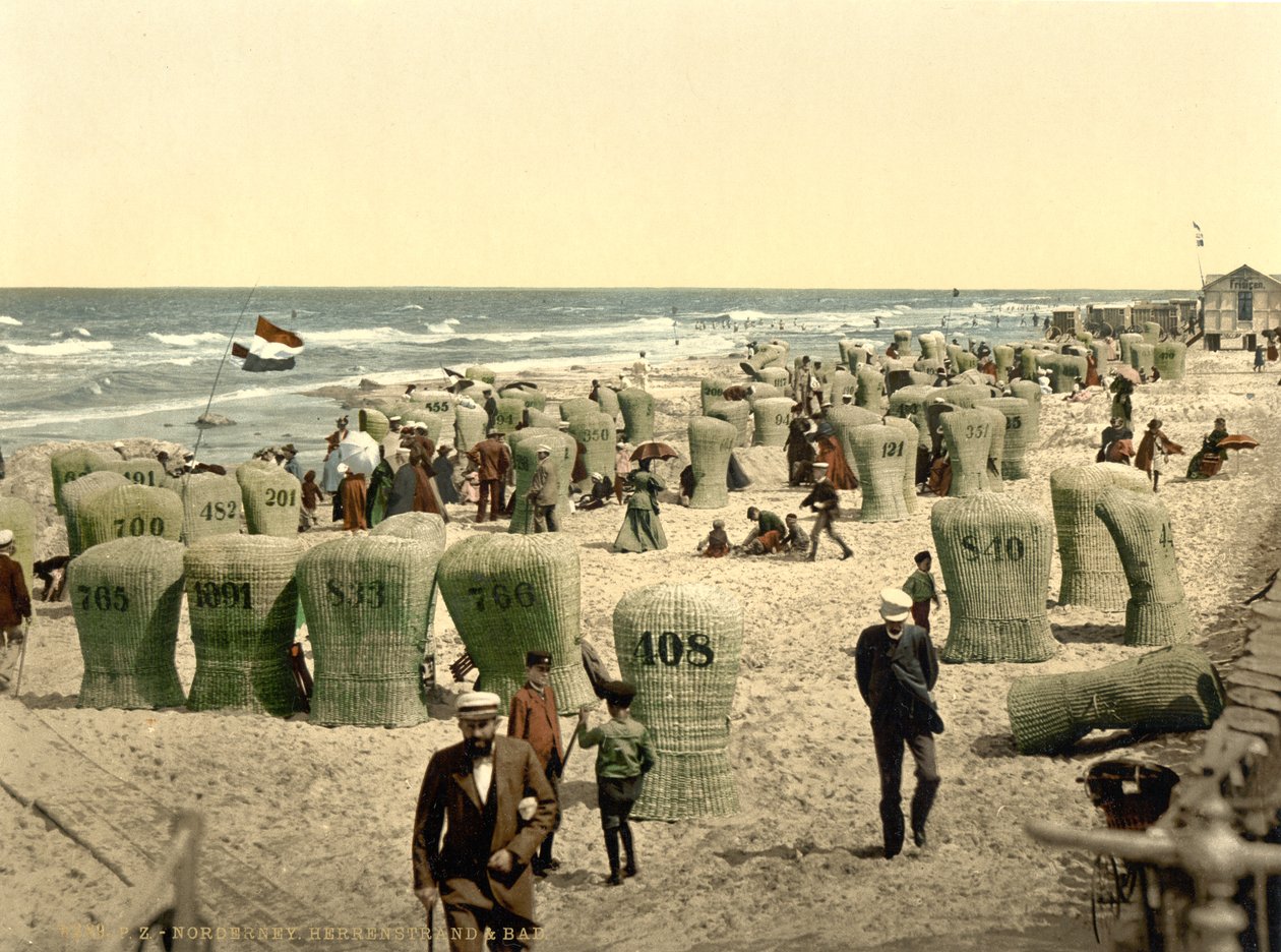 Kąpielisko dla mężczyzn, Norderney, Niemcy, ok. 1900 (fotochrom) autorstwa Detroit Publishing Co.