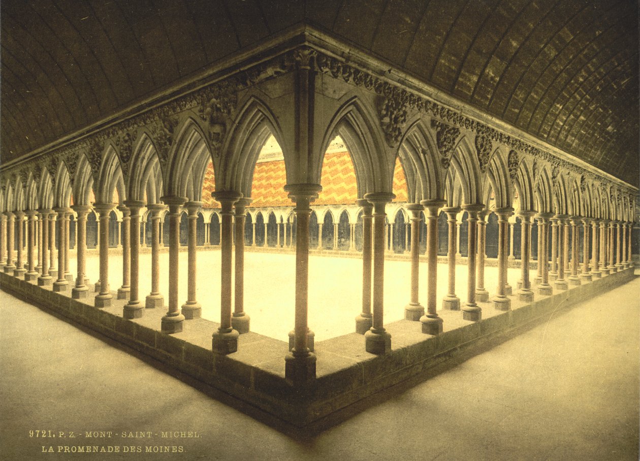 Monks" Promenade, Mont Saint-Michel, Francja, Photochrome Print, c.1900 autorstwa Detroit Publishing Co.