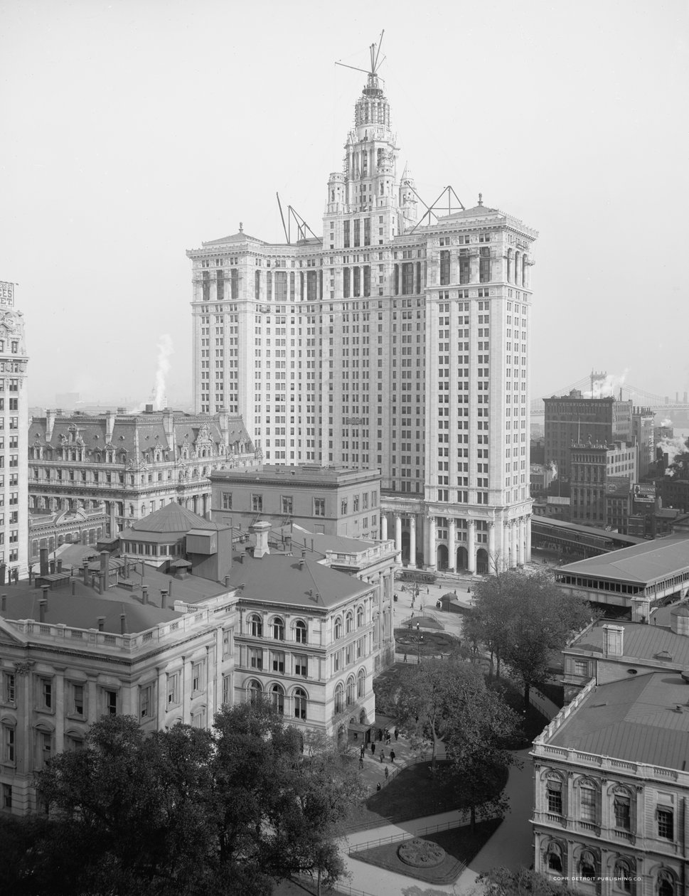 New Municipal Building, Nowy Jork, USA, ok. 1914 (zdjęcie czarno-białe) autorstwa Detroit Publishing Co.