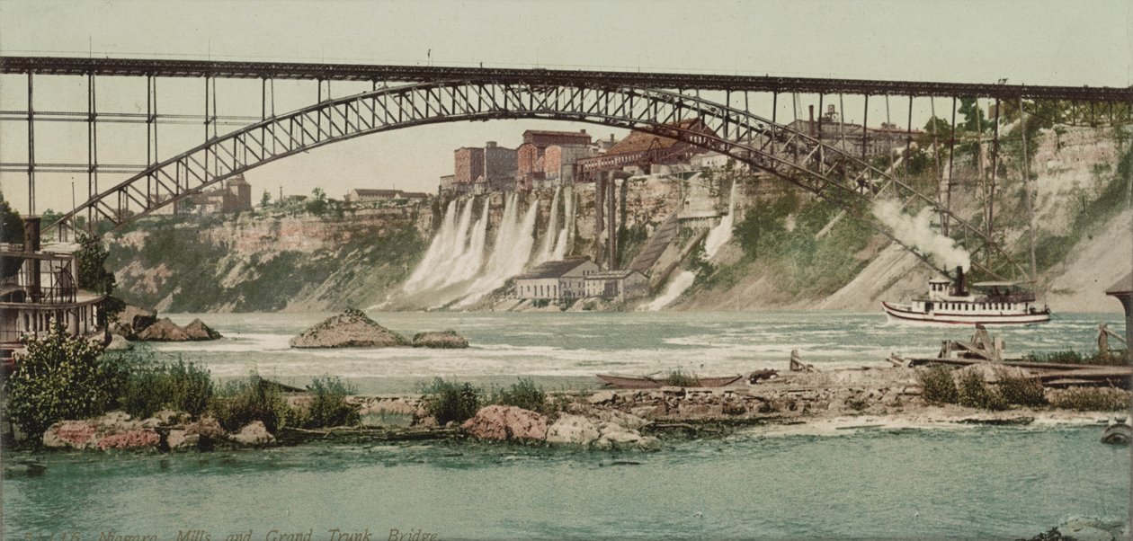 Niagara, młyny i most Wielkiego Pnia, ok. 1900 autorstwa Detroit Publishing Co.