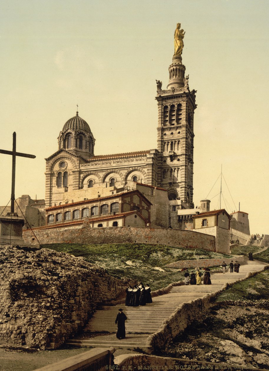 Notre Dame de la Garde, Marsylia, Francja, ok. 1890-1900 (odbitka fotochromowa) autorstwa Detroit Publishing Co.