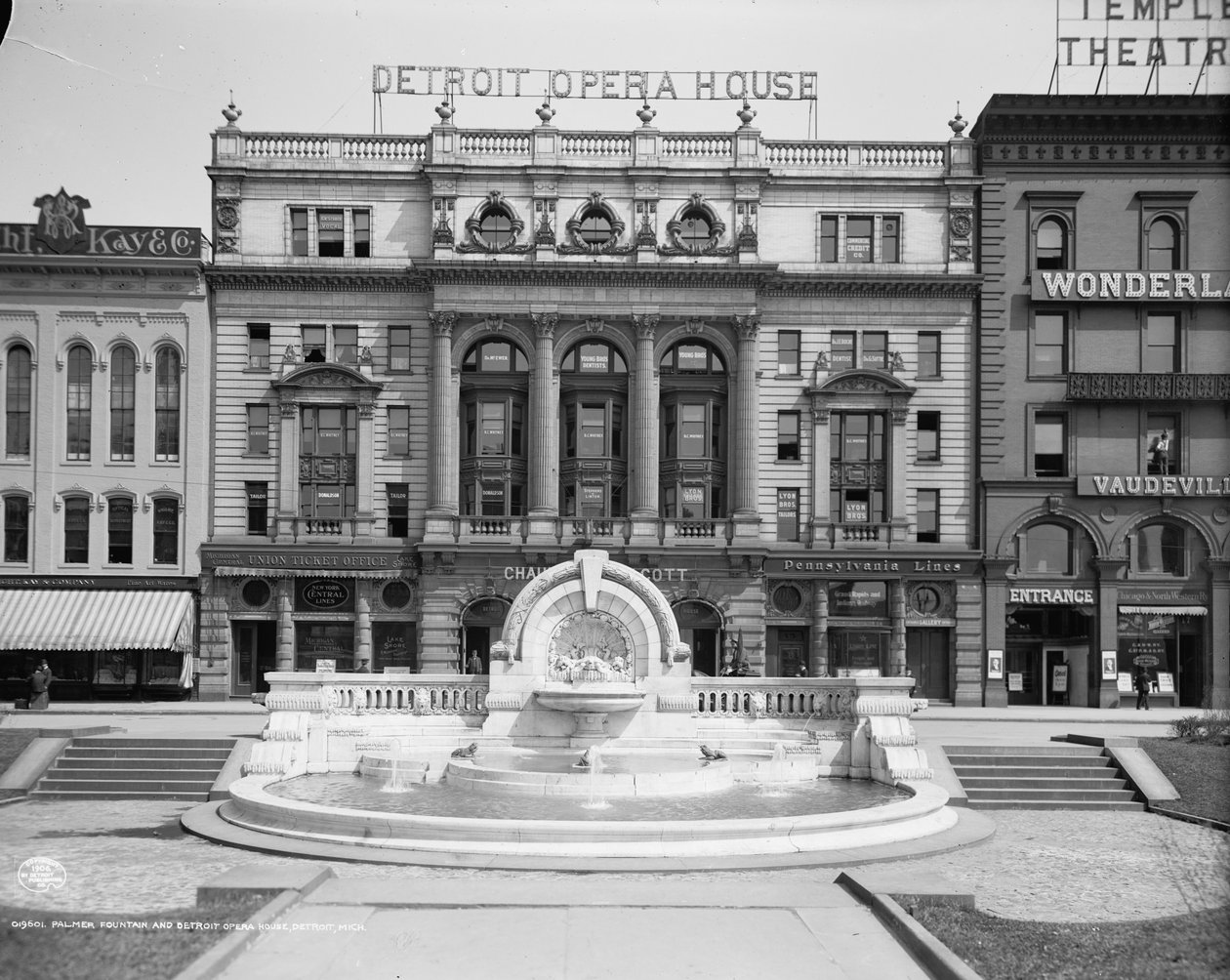 Fundacja Palmera i Opera w Detroit, Detroit, Michigan, c.1906 autorstwa Detroit Publishing Co.