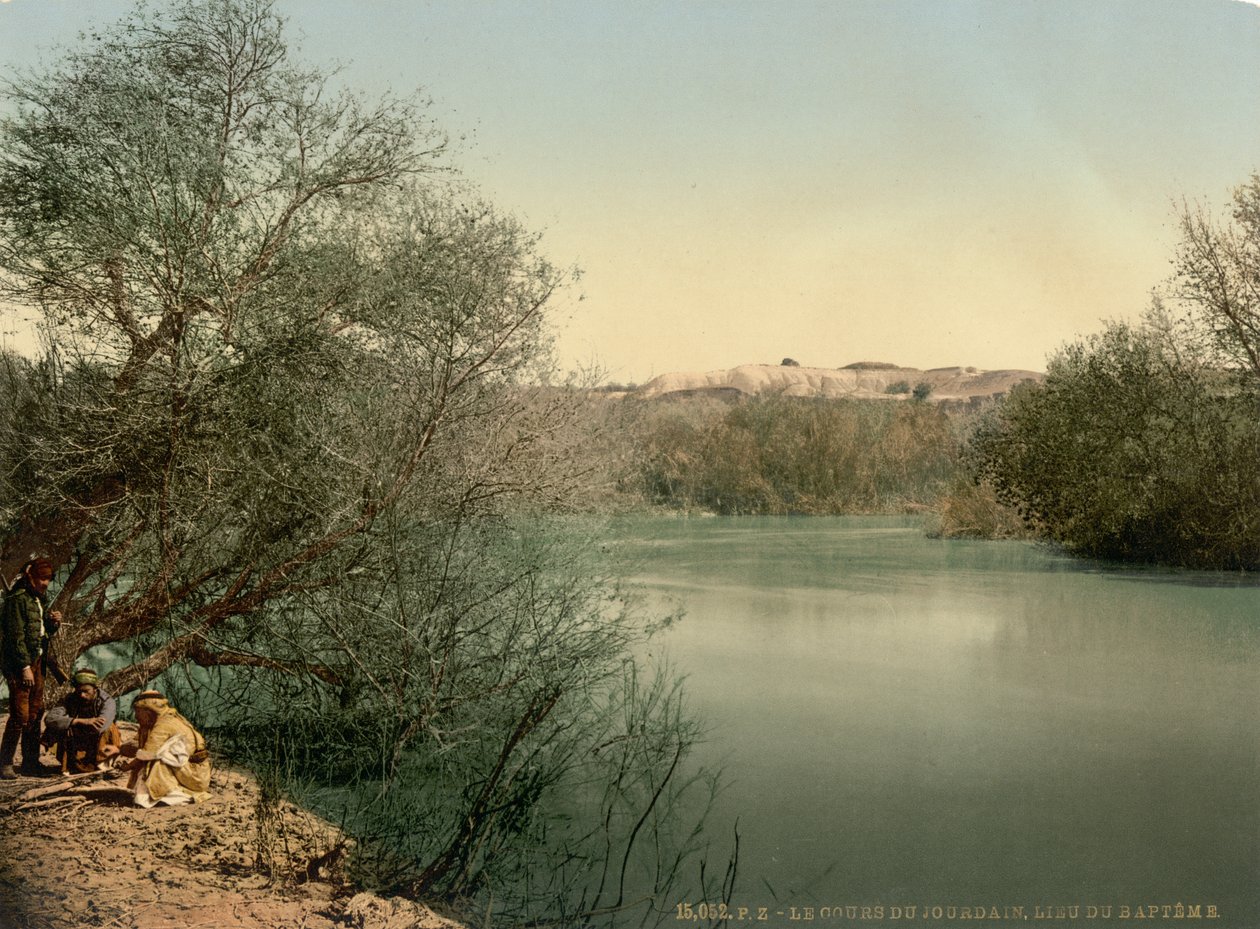 Miejsce chrztu, rzeka Jordan, Ziemia Święta, ok. 1890-1900 (odbitka fotochromowa) autorstwa Detroit Publishing Co.