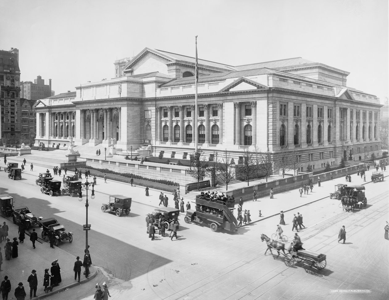 Budynek Biblioteki Publicznej, Nowy Jork, USA, ok. 1915 r. autorstwa Detroit Publishing Co.