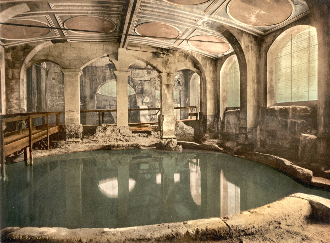 Łaźnie rzymskie i opactwo, Circular Bath, Bath, ok. 1890-1900 (odbitka fotochromowa) autorstwa Detroit Publishing Co.