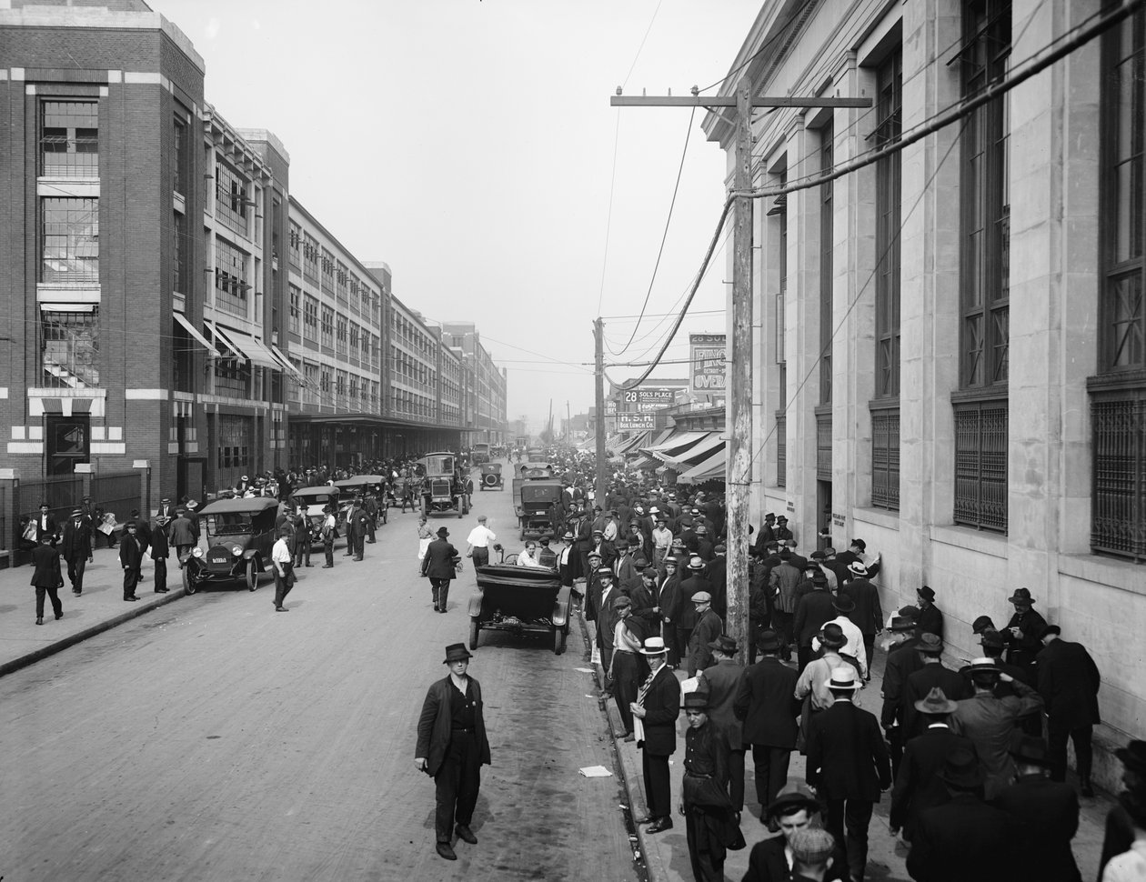 Pracownicy spoza Ford Motor Company, Detroit, Michigan, USA, ok.1910 r. autorstwa Detroit Publishing Co.