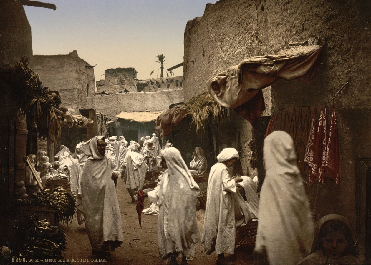 Algierska ulica w Sidi Okba, ok.1899 (fotochrom) autorstwa Detroit Publishing Co.