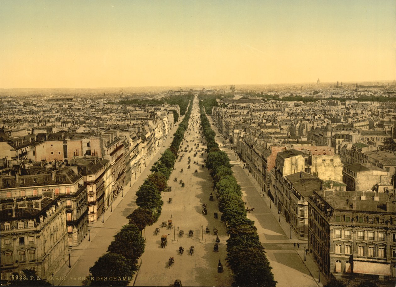Avenue des Champs-Élysées, Paryż, ok. 1890-1900 (fotochrom) autorstwa Detroit Publishing Co.