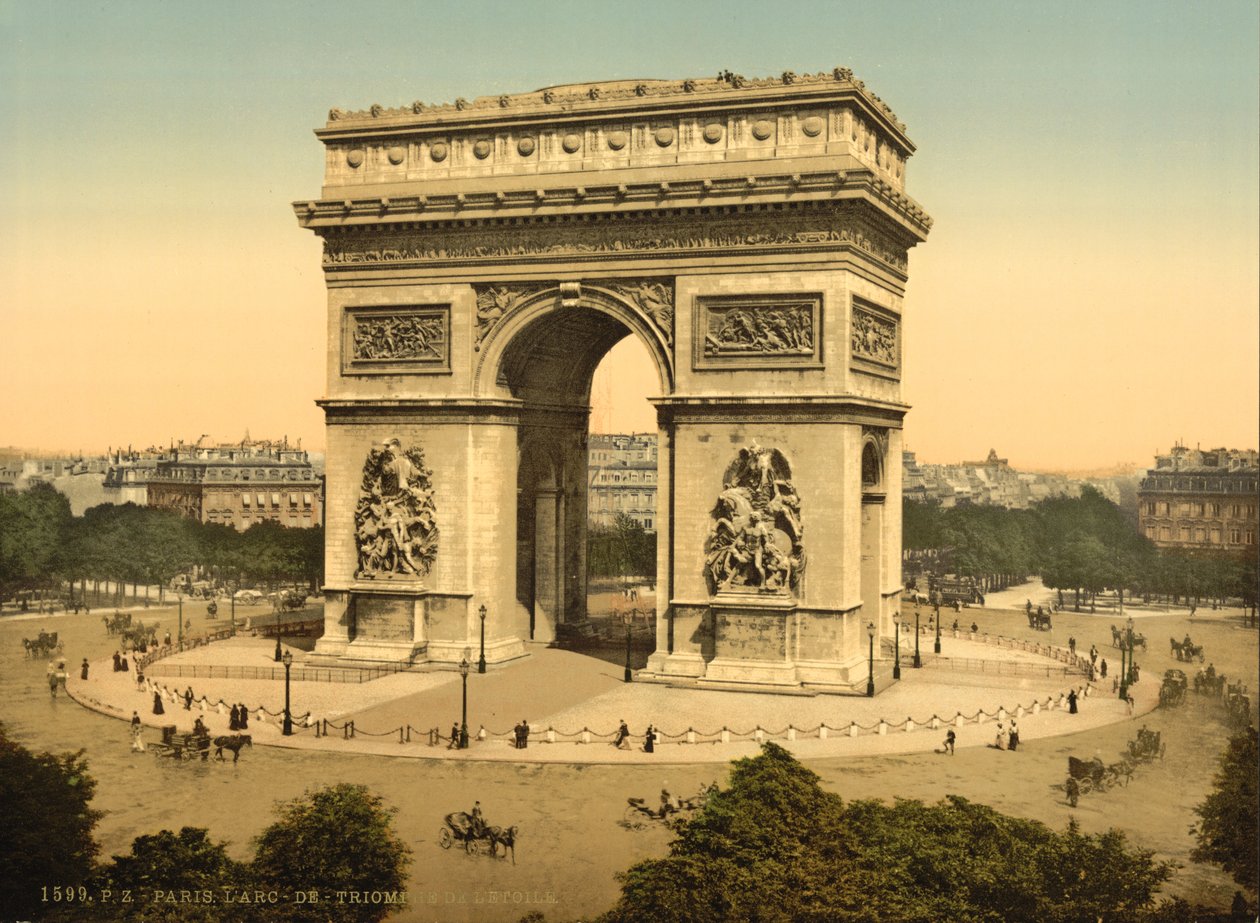 Łuk Triumfalny, Paryż, ok. 1890-1900 (fotochrom) autorstwa Detroit Publishing Co.