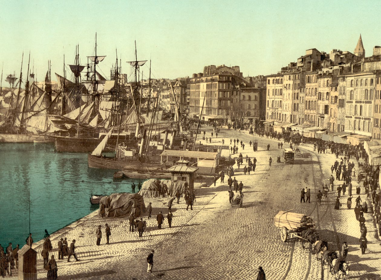 Stary Port (Vieux-Port), Marsylia, Francja, ok. 1890-1900 (fotochrom) autorstwa Detroit Publishing Co.