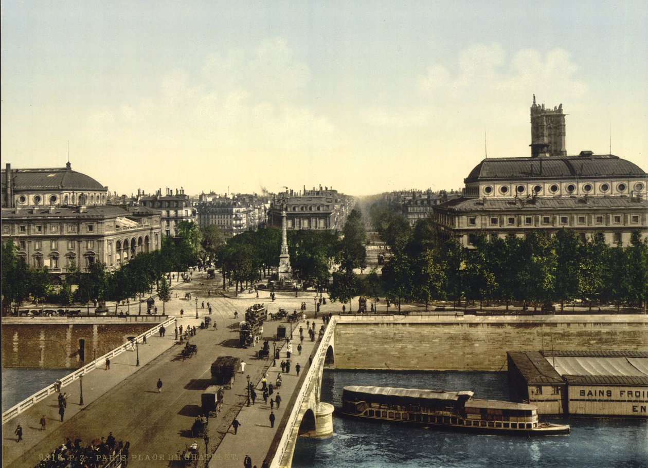 Place du Chatelet, Paryż, ok. 1890-1900 (fotochrom) autorstwa Detroit Publishing Co.