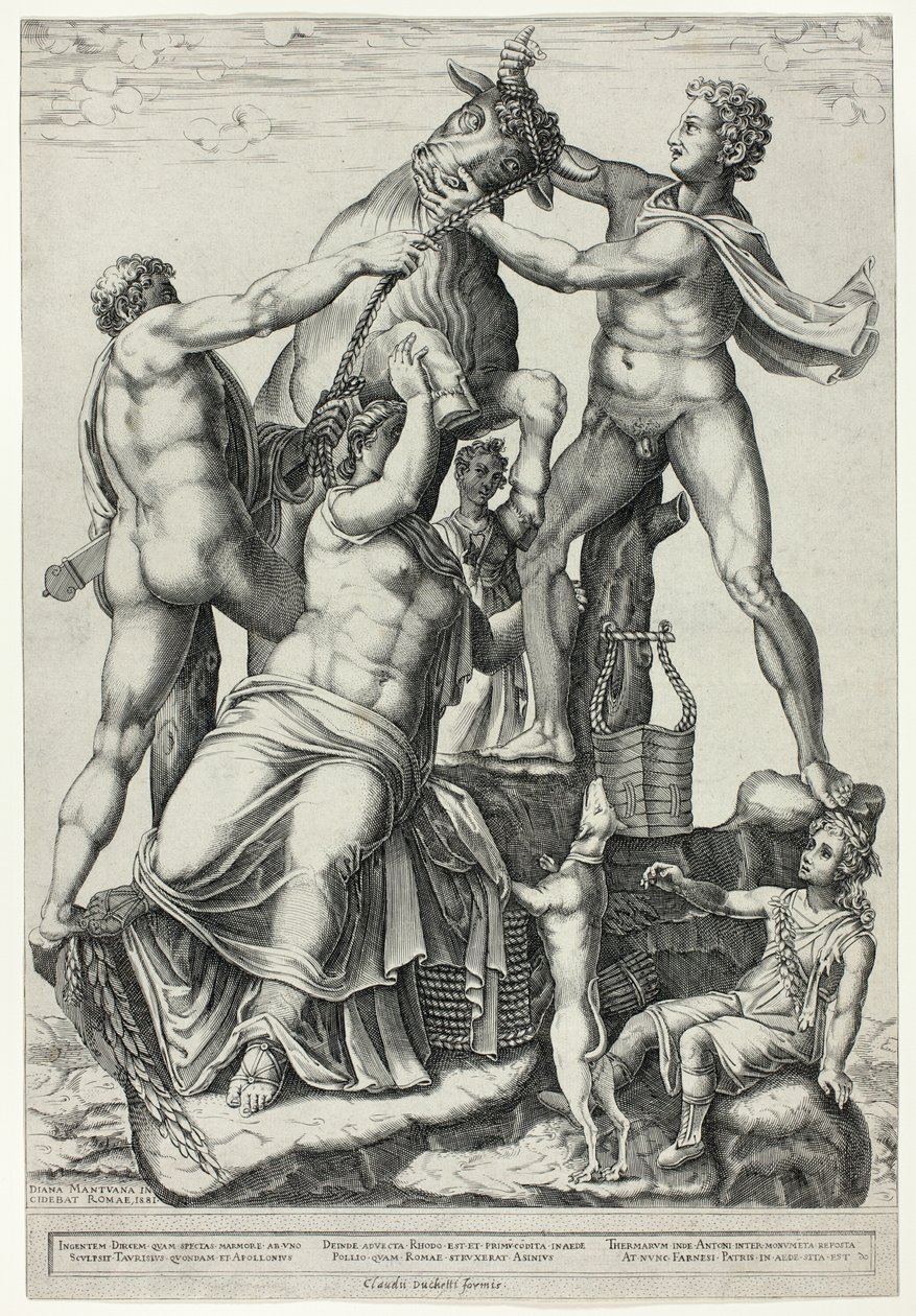 Byk Farnese z Dirce, Zethusem i Amphionem autorstwa Diana Scultori