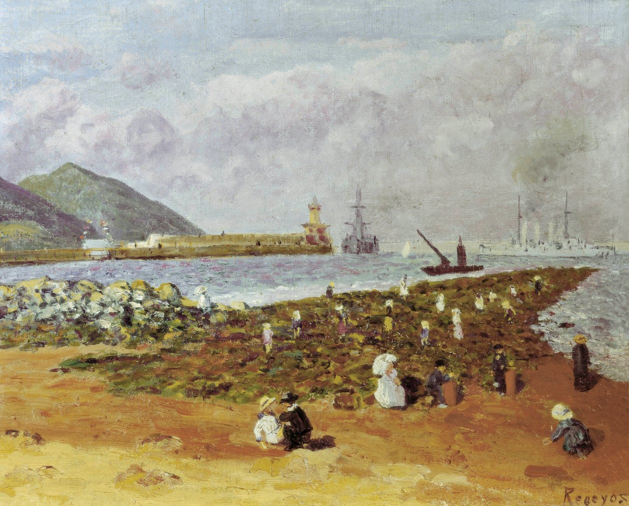 La escollera (młotnik lub falochron). Obraz Dario de Regoyos (1875-1913). Olej na płótnie. Hiszpański impresjonizm. Muzeum Monistrol w Montserrat w Barcelonie. autorstwa Diario or Dario de Regoyos y Valdes