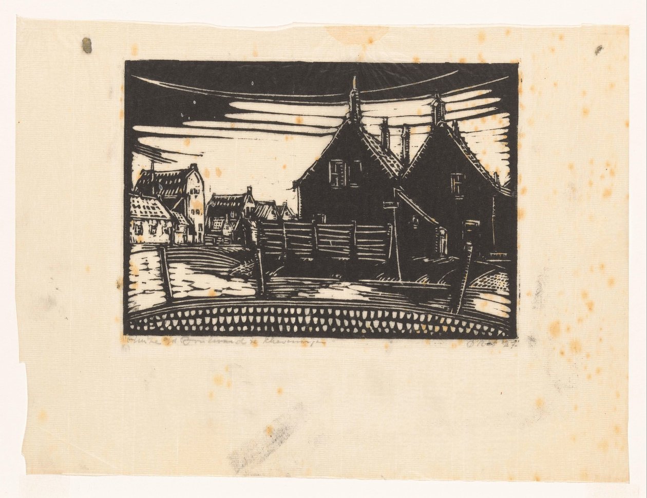 Domy na bulwarze w Scheveningen (tytuł na obiekcie) autorstwa Dick Ket (signed by artist)