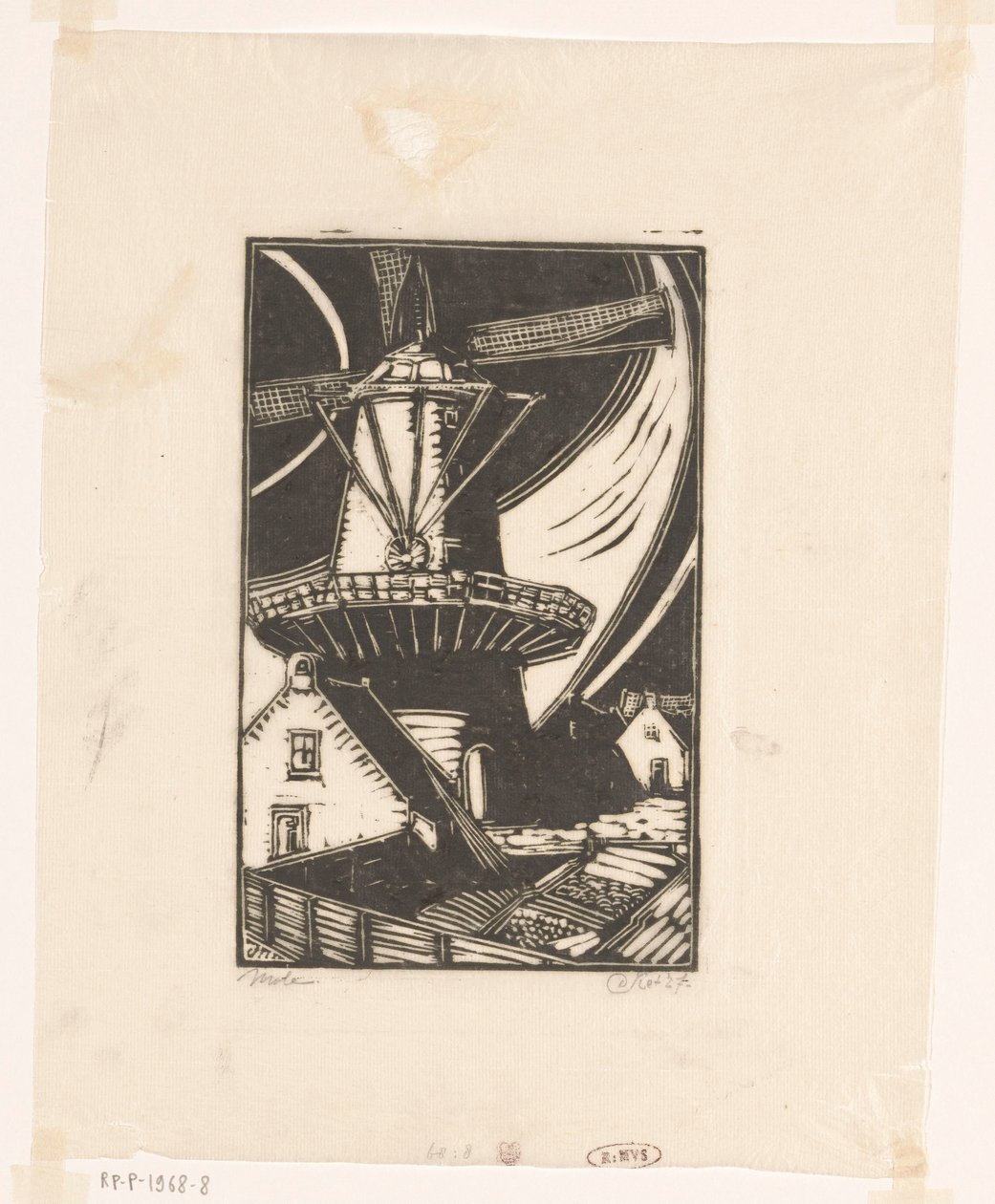 Molen (oryginalny tytuł na obiekcie) autorstwa Dick Ket (signed by artist)