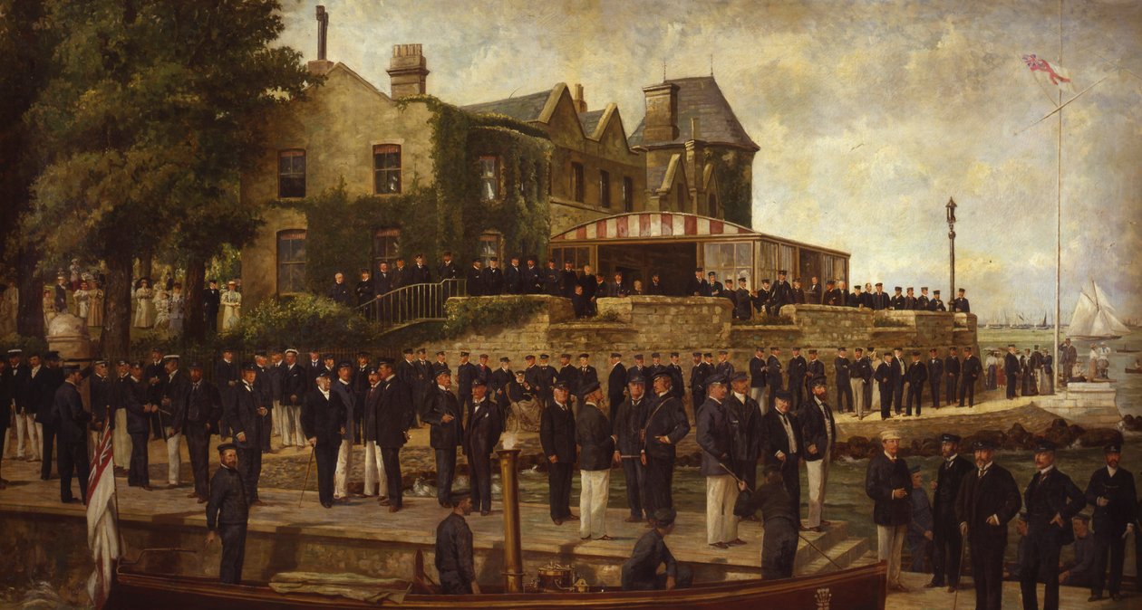 Złożony portret członków Królewskiej Eskadry Jachtowej, 1895 autorstwa Dickinson and Foster