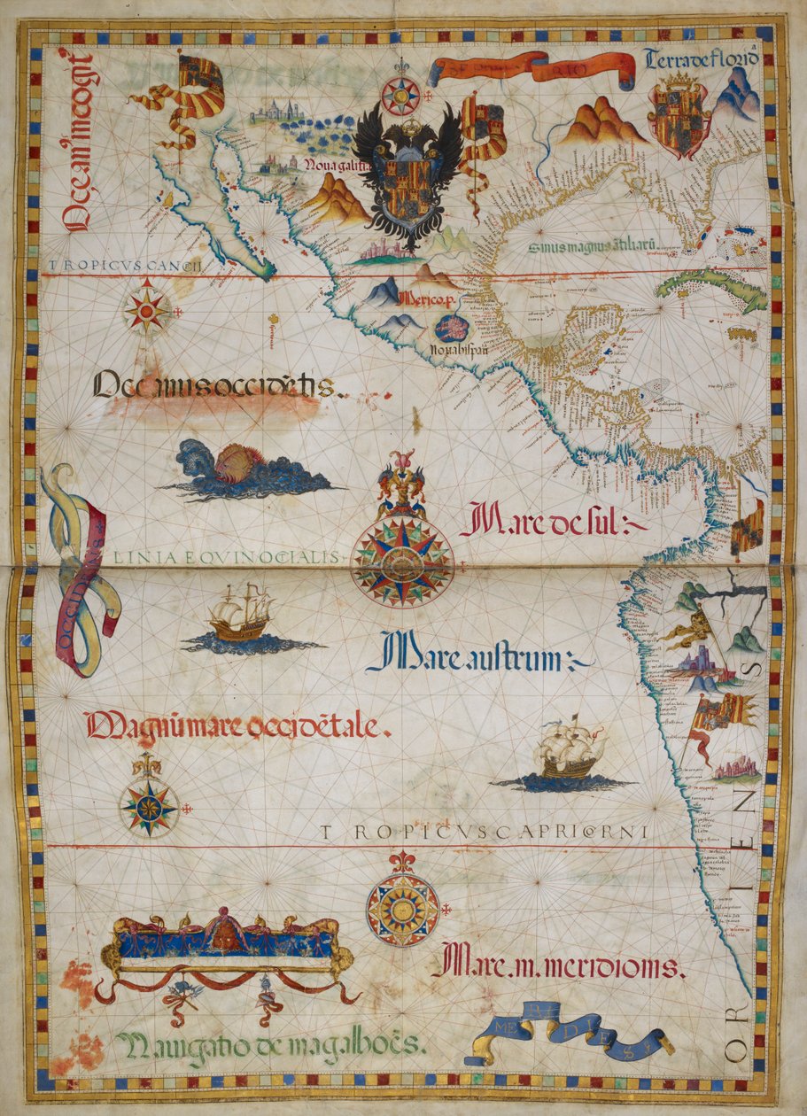 Dodać. 5415A Mapa, ilustracja z „Atlasu Królowej Marii” autorstwa Diego Homem