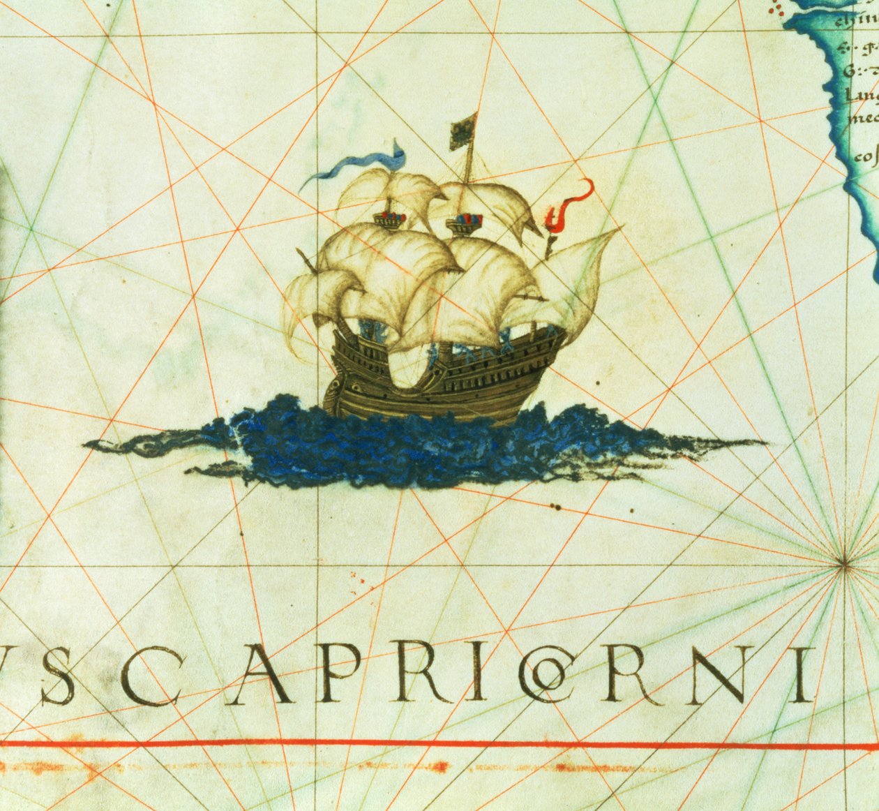 Dodaj 5415A f.11 Galleon w pełnym żaglu, szczegół z „Opus Geographicum” autorstwa Diego Homem