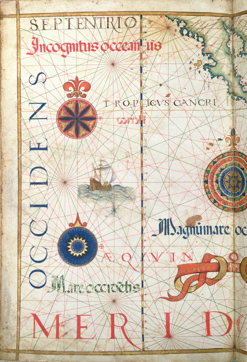 Ameryka Środkowa i Pacyfik, fragment atlasu świata, 1565 autorstwa Diego Homem