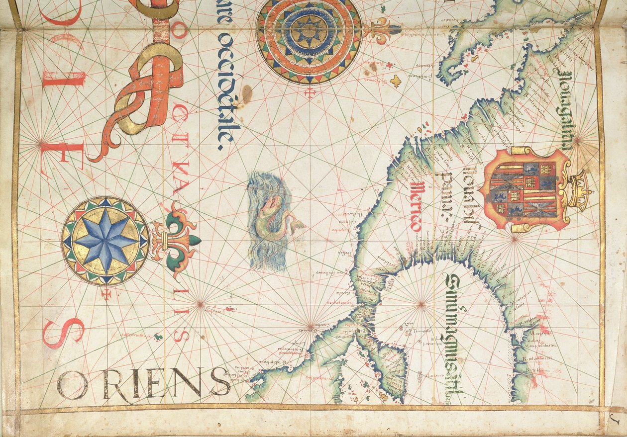 Meksyk i Ameryka Środkowa, szczegół z atlasu świata, 1565 r. autorstwa Diego Homem