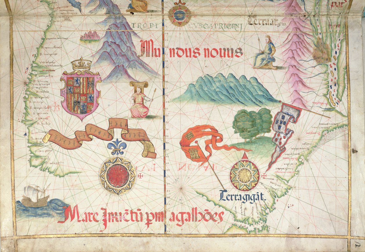 Ameryka Południowa (południe), fragment atlasu świata, 1565 autorstwa Diego Homem