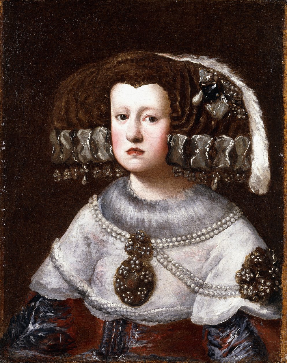 Portret królowej Mariany austriackiej, mały, połówkowy, autorstwa Diego Rodriguez de Silva Velazquez