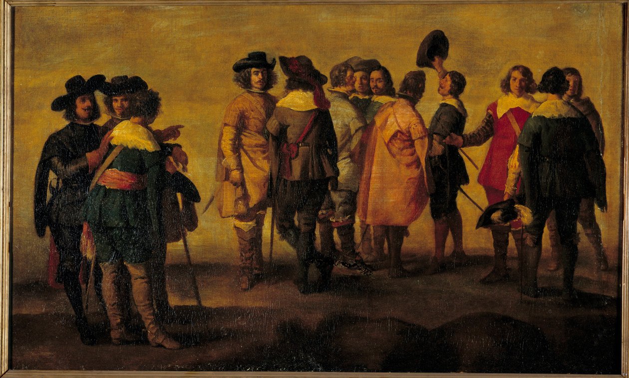 Rozmowa lub spotkanie trzynastu postaci Obraz świty Diego Velasqueza (1599-1660) XVII w. Nd. 0,47x0,77 m² autorstwa Diego Rodriguez de Silva y (after) Velazquez