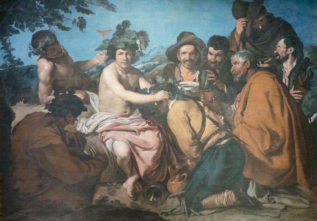 Triumf Bachusa, czyli pijaków, wg Diego Velazqueza (tempera na papierze naklejonym na płótno) autorstwa Diego Rodriguez de Silva y (after) Velazquez