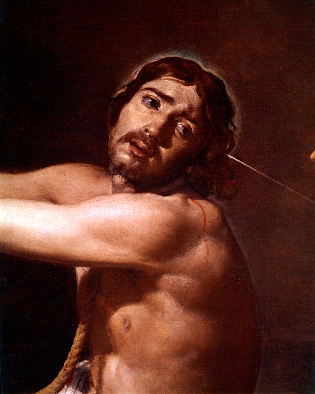 Fragment Chrystusa po biczowaniu kontemplowanym przez duszę chrześcijańską, ok. 1628-29 autorstwa Diego Velázquez