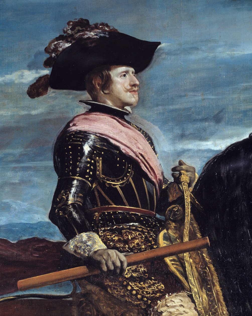 Portret konny króla Filipa IV (1605-1665) Detal. Obraz Diego Rodrigueza de Silva y Velasquez (1599-1660) autorstwa Diego Velázquez